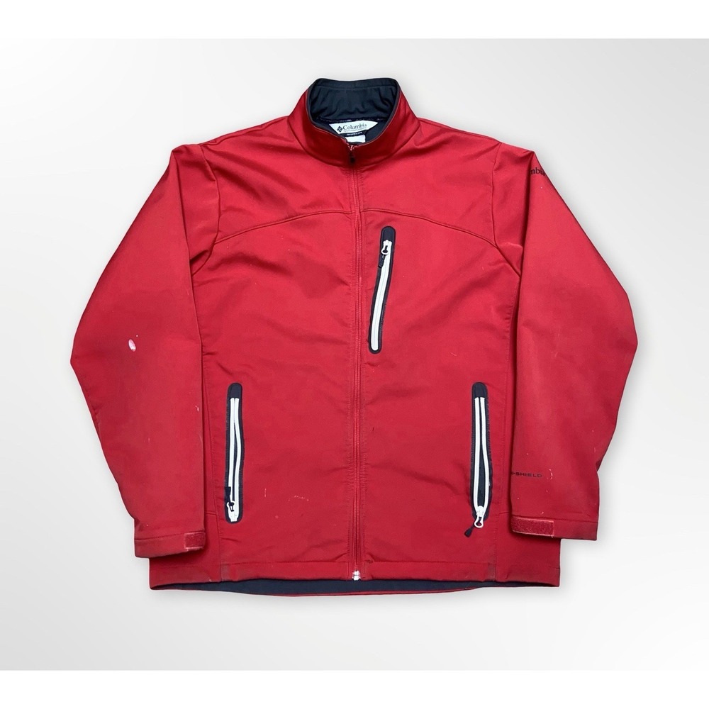 Columbia Omni-Shield Softshell Jacket Men's Size L Red Full Zip Outdoor